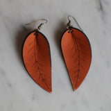 Drop Leaf Leather Earrings