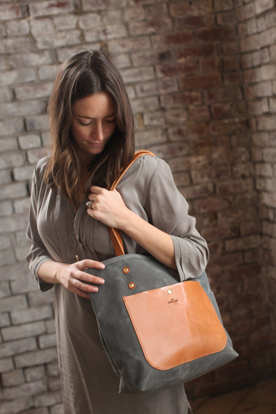 The Jayne Waxed Canvas and Leather Tote - Bag - Maycomb Mercantile - 16